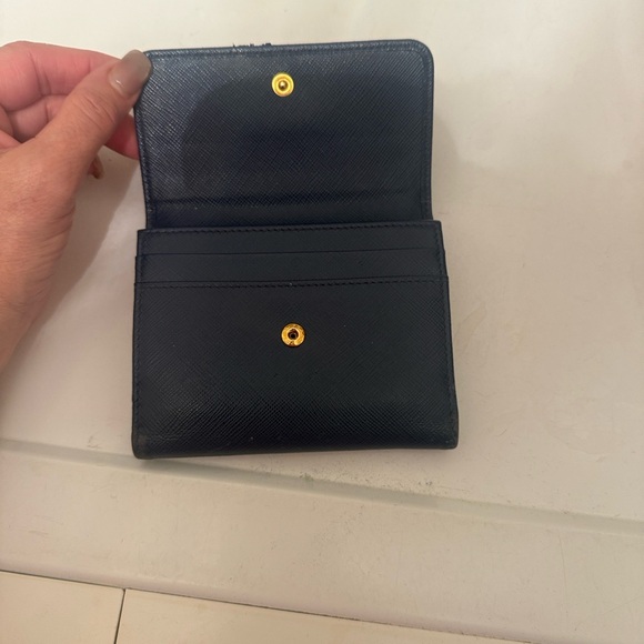 Prada navy  Leather Wallet with Gold Accents - Picture 2 of 5